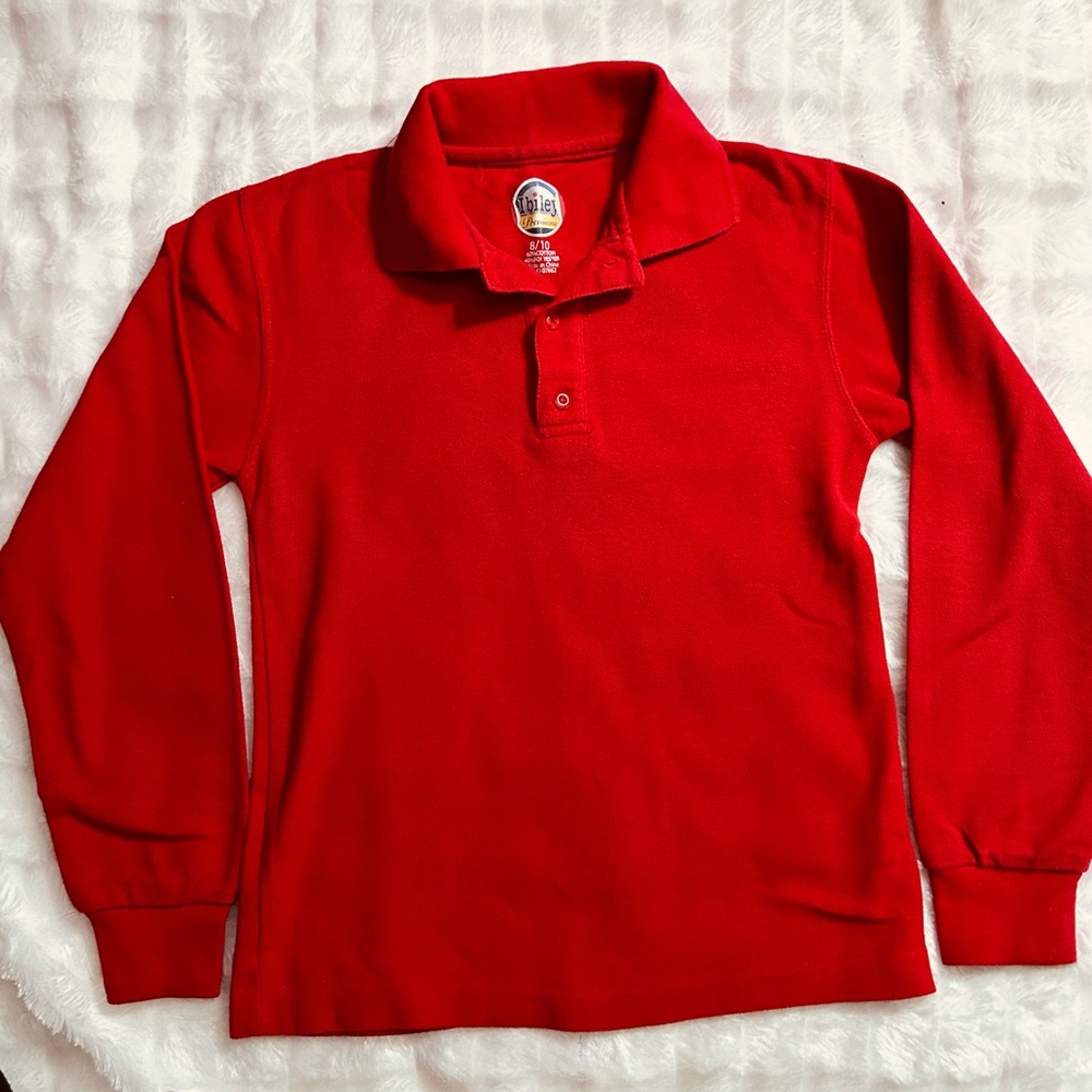 Classic Red Kids Polo Style Uniform Shirt
